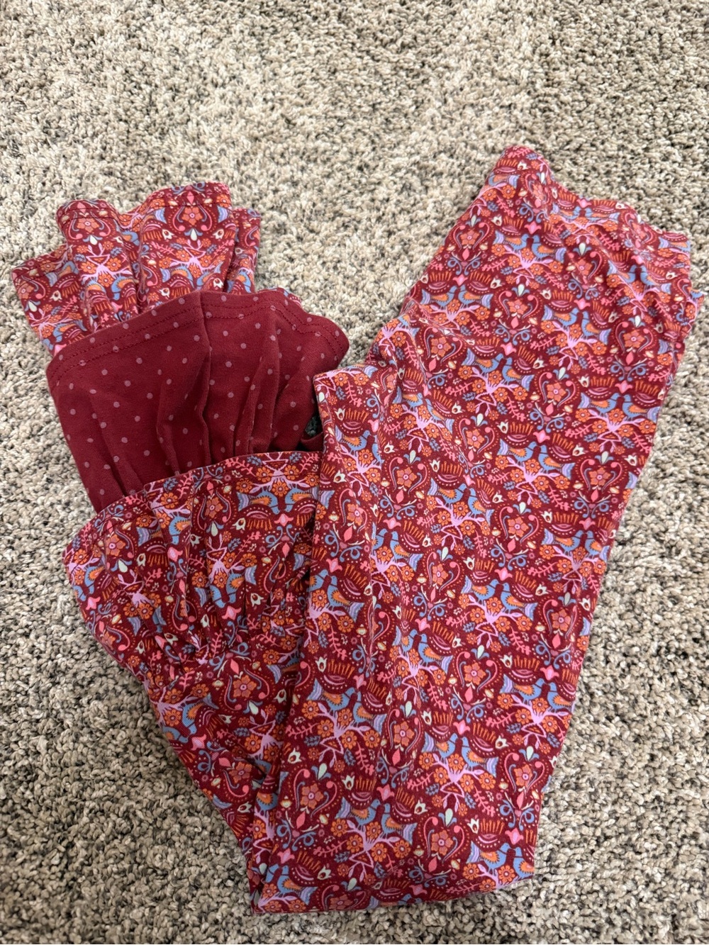 Girls Maroon Patterned Ruffle Bottoms - Picture 4 of 4